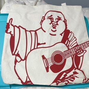 True Religion White Tote with Red Graphic